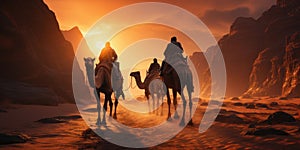 Desert Camels Majestic Creatures in Golden Light