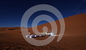 Desert camp in the Sahara desert near Merzouga, Morocco