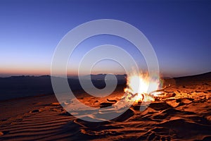 Desert campfire in Saudi Arabia photo