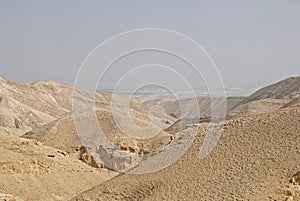 Desert canyon of Wadi Kelt in Israel