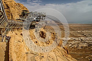 Desert castle Masada as famous toutistic spot in Israel photo