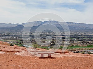 Desert and city panoramic views from hiking trails around St. George Utah around Beck Hill, Chuckwalla, Turtle Wall, Paradise Rim,