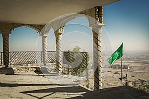 Desert city view from the mosque on top of the mountain