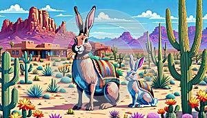 Desert country cartoon comedy rabbit decoration