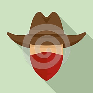 Desert cowboy icon, flat style