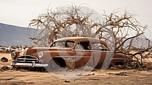 Desert Dreams: A Rustic Photoshoot Of An Old Rusted Car