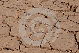 Desert dry and cracked ground, Chad. Africa.