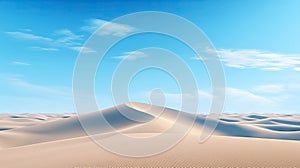 Desert Dune cliff sand landscape with clean blue sky. Minimal Desert natural background. Scene of Dry land Sand, dusty road