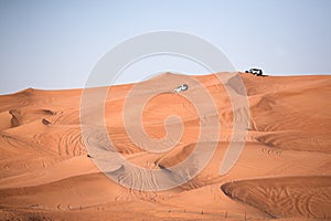 Desert dunes, an off-road cars