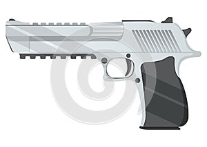 Desert eagle pistol icon, self defense weapon, concept cartoon vector illustration, isolated on white. Shooting powerful firearms