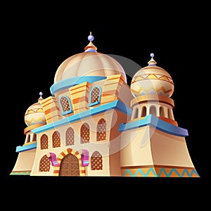 Desert Emirates Palaces Arabian Architecture. Game Assets Card Object Buildings photo