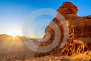 Desert erosion formation near elephant rock,  near Al Ula, Saudi Arabia photo