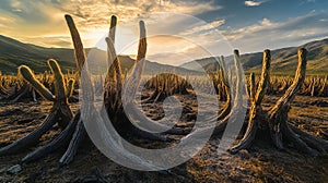 desert forest of Cardn cacti, their massive arms reaching skyward photo
