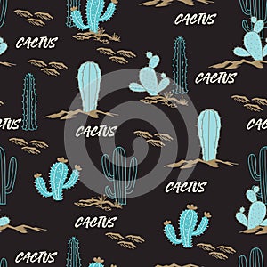 Desert Garden Cactus Oasis Vector Pattern