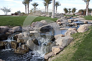 Desert Golf Course Waterfall