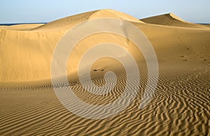 The desert in Gran Canaria with with wave pattern