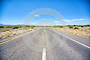 Desert Highway Adventure, Sunny Day with Hills - Arizona Road Perspective
