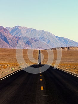 Desert highway and mountains, Death Valley NP