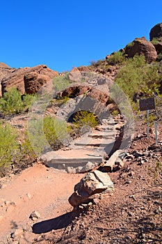 Desert Hiking Trail on Camelback Mountain in Scottsdale, Arizona USA photo