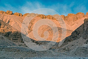 Desert hillside with stones in the Valley of the Kings in Egypt