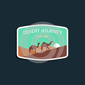 Desert journey logo design. Design elements for logo, label, emblem, sign. Vector illustration - Vector