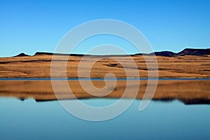 Desert Lake Dry Hills Reflection