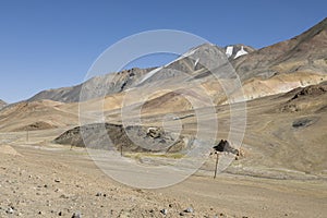 Desert landscape in the Ak-Baital Pass area in the Pamir Mountains