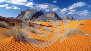 Desert Landscape With Blue Sky and Clouds