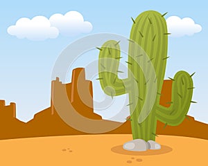 Desert Landscape with Cactus photo
