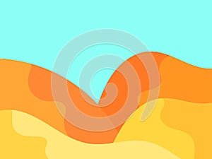 Desert landscape with dunes in a minimalist style. Wavy desert view in flat style. Boho decor for prints, posters and interior