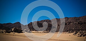 Desert landscape El Berdj canyon in Tassili NAjjer National Park, Algeria