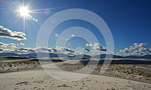 Desert landscape of gypsum dunes in White Sands National Monument in New Mexico, USA