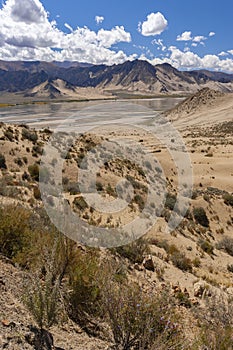 Desert landscape high on the Tibetan Plateau