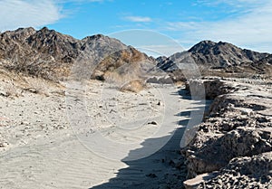 Desert landscape at historic town site of Tumco