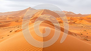 A desert landscape with a large amount of sand dunes, AI photo