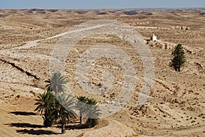 Desert Landscape near Berber Troglodyte Houses, Tunisia