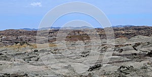 Desert landscape. Panoramic view of the Painted Valley Valle Pintado in the Ischigualasto Park best know as Moon Valley