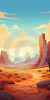 Wild West Island: A Stunning Illustration Of A Desert Landscape photo