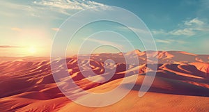 Desert Landscape With Sand Dunes and Blue Sky