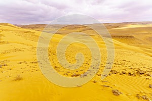 Desert landscape and sand dunes in the Uvda valley