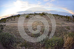 Desert landscape at sunset