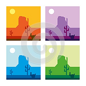 Desert Landscape Vector Illustration - 4 colors