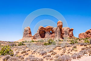 Natural phenomenon. Stone arches in the Moab Desert, Utah. Arches National Park