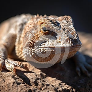 Desert Lizard Basking in Harsh Sunlight