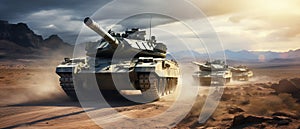 Desert Manoeuvre: Main Battle Tanks in Strategic Operation. Generative ai