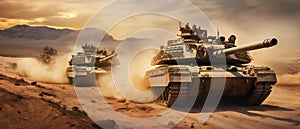 Desert Manoeuvre: Main Battle Tanks in Strategic Operation. Generative ai