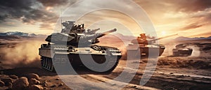 Desert Manoeuvre: Main Battle Tanks in Strategic Operation. Generative ai