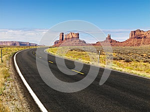 Desert mesa and road. photo