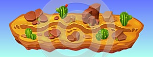 Desert mobile ui game level map with road cartoon