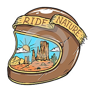 Desert motorbike helmet vector illustration